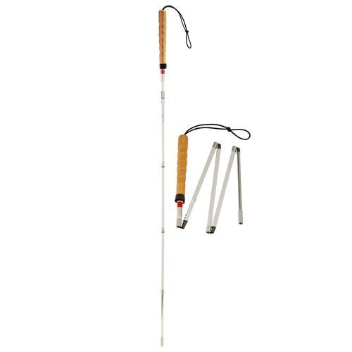 Straight handle white cane - 2080 - Ossenberg - folding