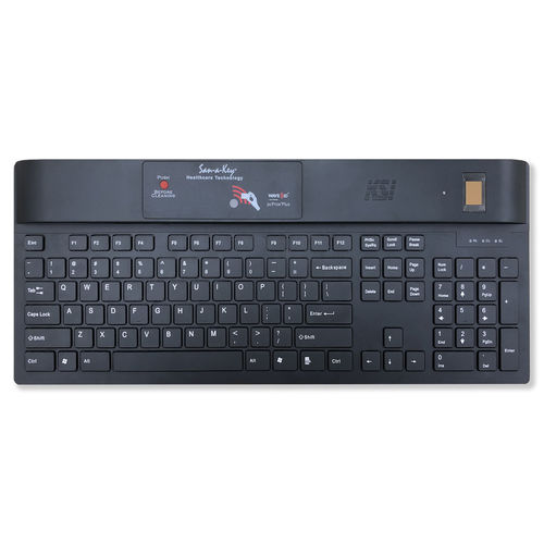 Medical keyboard with numeric keypad - KSI-1700 SX HFFFB-16 - Key Source International - multifactor authentication / RFID technology / biometric