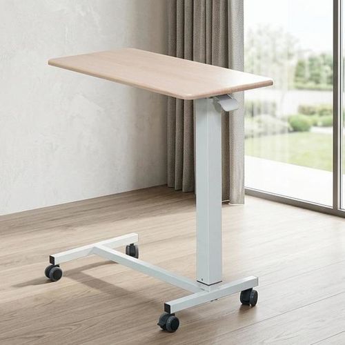 Manually operated overbed table - ENT-1001H - Enigma Care - on castors / height-adjustable / pneumatic