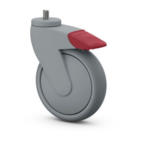 Wheel with brake - GKR-J-S-125 NP/K - Manner Oy - polyamide / rubber / polypropylene