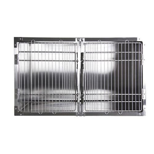 Modular veterinary cage - LCV.01.02.432 - Qualiaço - 2-compartment / stainless steel
