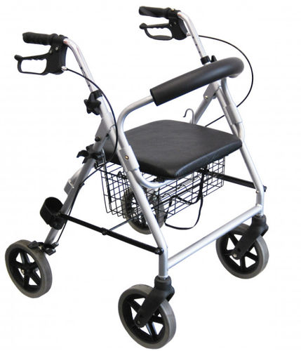 4-wheel rollator - Shanghai Haozheng Metal Products - aluminium frame / with seat / height-adjustable