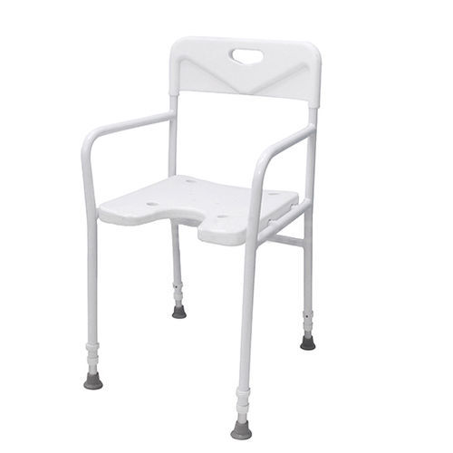 Shower chair with armrests - Shanghai Haozheng Metal Products - with backrest / height-adjustable