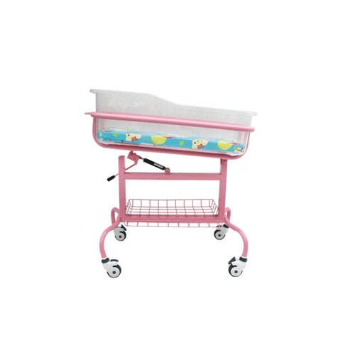 Hospital bassinet on casters - XF6062 - Foshan Xufeng Medical Technology Co., Ltd. - fixed-height / with storage unit / transparent