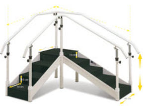 Corner rehabilitation staircase - BROOKLYN  - NHC Medical & Beauty - with 2 handrails