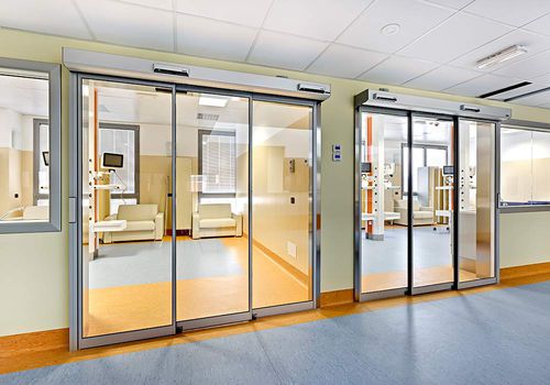Intensive care door - HB-S series - LABEL S.p.A. - sliding / glass / double