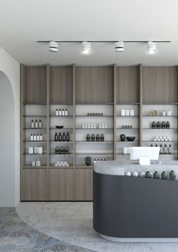 Wall-mounted display rack - GIUNCO - Farmacia Italiana - height-adjustable
