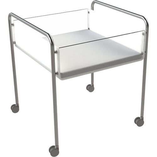 Hospital bassinet on casters - H23-306 - Hess Medizintechnik - stainless steel / transparent