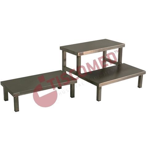2-step step stool - TAFS 4950 - Tiscomed - 1-step / stainless steel / surgical