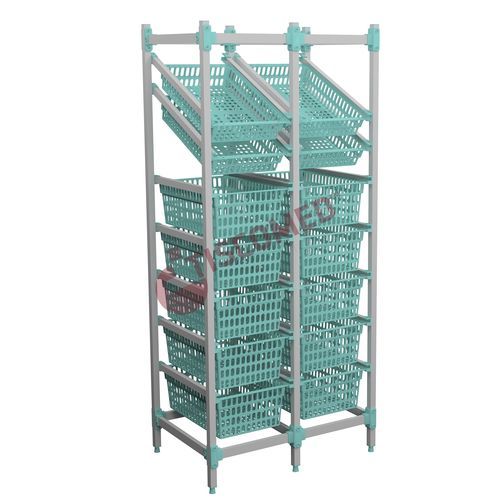 Modular shelving unit - TSED 1300 - Tiscomed - for basket storage / for pharmacies / antibacterial