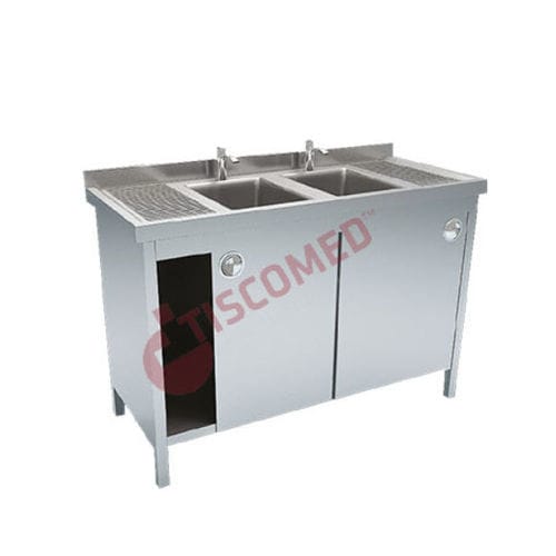 Medical sink - TINI 4010 - Tiscomed - laboratory / 2-station / stainless steel