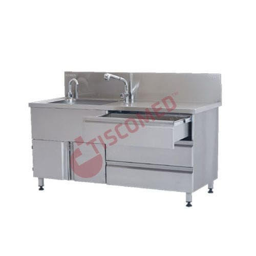Medical sink - TINI 4050 - Tiscomed - for hygiene area / 1-station / infrared-operated