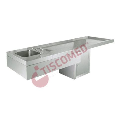 Autopsy table - TOMU 6100 - Tiscomed - rectangular / fixed / with sink