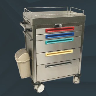 Medical cart - TCDE 1516 - Tiscomed - dressing / stainless steel / 5-drawer