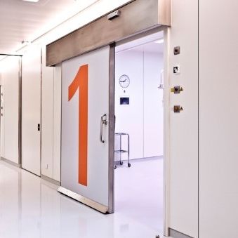 Fire-rated door - CLEAN K1-A T30 RS - KOS Spezialtüren GmbH - hospital / sliding / aluminum