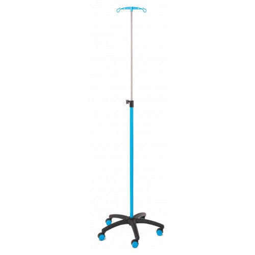 IV pole on casters - 53920PSE2NSBL - Mdose - 2-hook / stainless steel