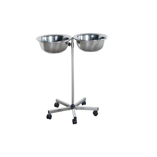Double bin surgical basin stand - NSS 7002  - Nuprom - trolley-mounted / stainless steel
