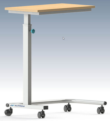 Manually operated overbed table - NPR 405 - Nuprom - on casters / height-adjustable