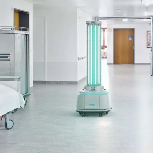 UV disinfection robot - DiSiRt  - ACCREA Engineering - mobile / automated / with germicidal lamp