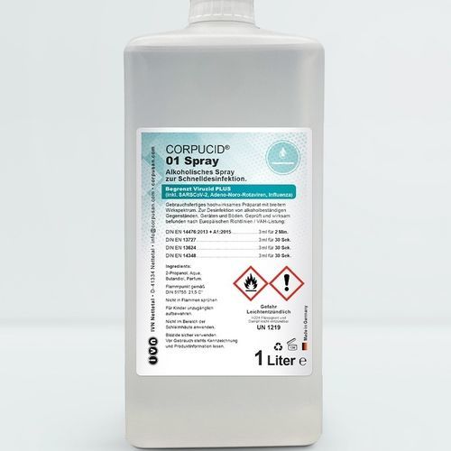 Hospital furniture disinfectant - CORPUCID® 01 - IVN Nettetal & Unigema - for floors ans surfaces / liquid / 1000 mL