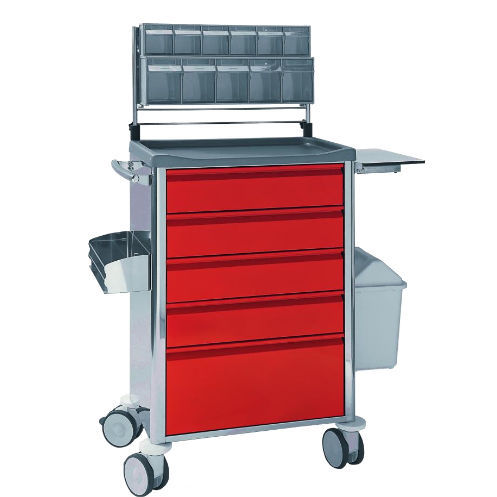 Anesthesia trolley - CR.101589.I - Valiamo - stainless steel / 5-drawer / mobile