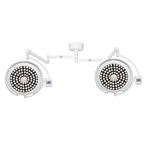 Ceiling-mounted surgical light - FY-700+700A - Jiangsu Fuyou Medical - LED / 2-arm / with control panel