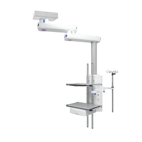 Ceiling-mounted medical pendant - FY-EMD270/S320 - Jiangsu Fuyou Medical - operating room / 2-arm / with shelves