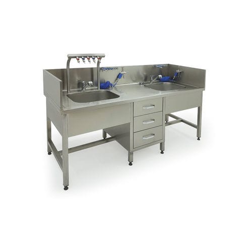 Medical instrument pre-cleaning station - S.IWU.102 - Nisan Medikal San. ve Tic. Ltd. Sti. - with sink / stainless steel / water-jet
