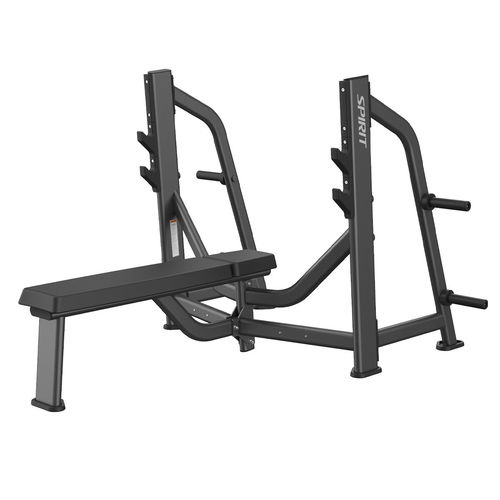 Flat weight training bench - SP-7514 - SPIRIT Fitness - with barbell rack