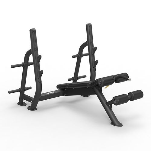 Inverted weight training bench - SP-4211 - SPIRIT Fitness - with barbell rack