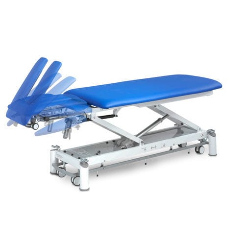 Electric treatment table - MATISSE “REVERSO” - Ferrox - height-adjustable / 2-section / blue