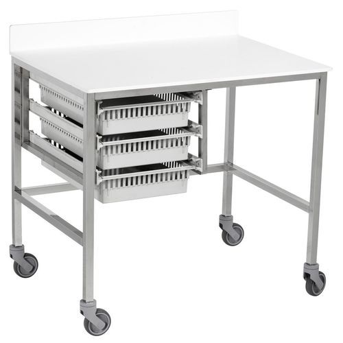 Work table - Hi-Mac - TOURINOX - square / on casters / stainless steel