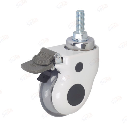 Medical trolley wheel - ME06-02D-75PU-C - Zhongshan Seño Casters and Wheels Man Co.,Ltd - polypropylene / with brake / swiveling