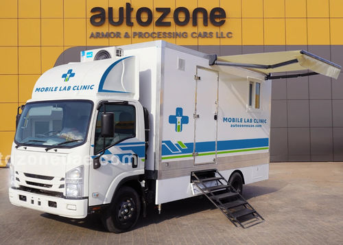 Laboratory mobile health vehicle - Isuzu NPR 75 - AUTO ZONE ARMOR AND PROCESSING CARS L.L.C - truck / diesel / manual