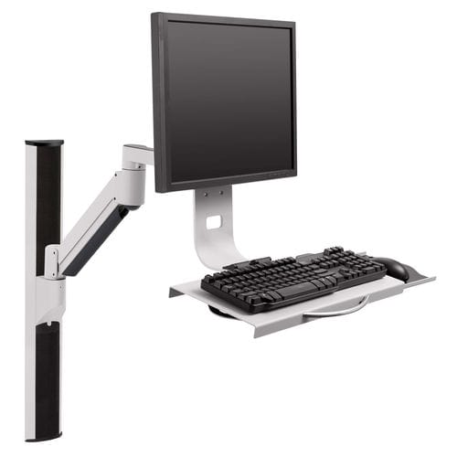 Medical computer workstation - HM-WT002 - HAT Collective Healthcare (CompuCaddy) - laptop / wall-mounted / height-adjustable