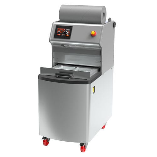 Semi-automatic tray sealer - MIZAR FCH-80 - TESMIT - compact / with touchscreen / on casters