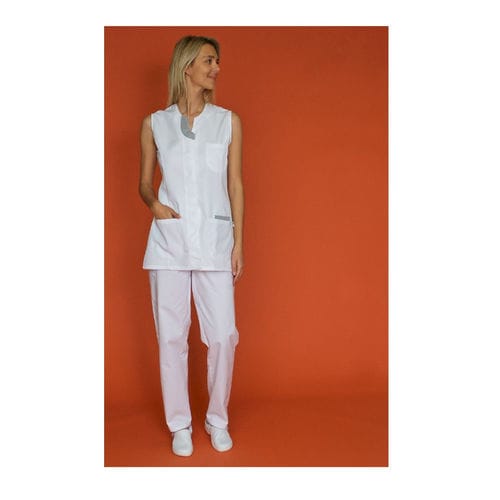 Unisex scrub top - LILA SM - SNV - polyester / white / blue