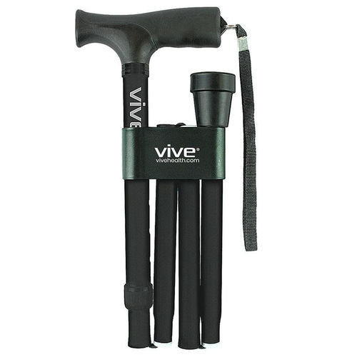 T-handle walking stick - MOB1001BLK - Vive Health - folding