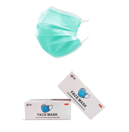 Adult surgical mask - Xiantao Yuanjie Nonwoven Products - box of 50 / green / 3-ply