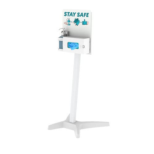 Hygiene station with glove box - Mediroll LTD - with hand sanitizer holder