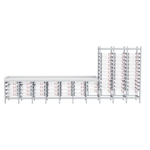 Modular shelving unit - Topmodul - for container storage / antibacterial / aluminium