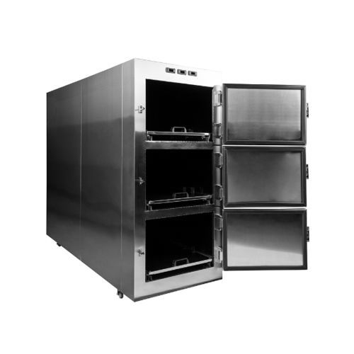 Mortuary stretcher refrigerated mortuary cabinet - PSTG - Puresystems - 3-body / front-loading / with door