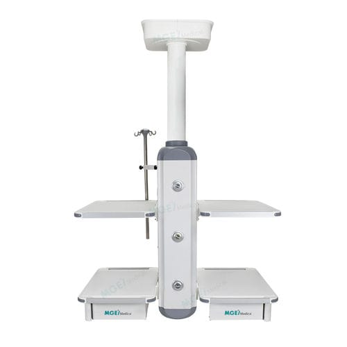 Ceiling-mounted supply column - STP9 - Medige International Industries - intensive care / ICU / with shelves