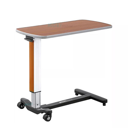 Height-adjustable overbed table - MGE-T1B - Medige International Industries - hydraulic / on castors