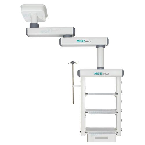 Ceiling-mounted medical pendant - MGE-STP3D - Medige International Industries - endoscopy / articulated / with shelves