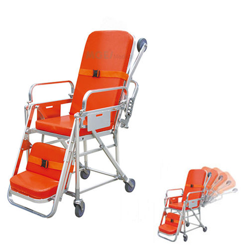 Transport stretcher trolley - MGE-BS3 - Medige International Industries - pneumatic / with adjustable backrest / folding