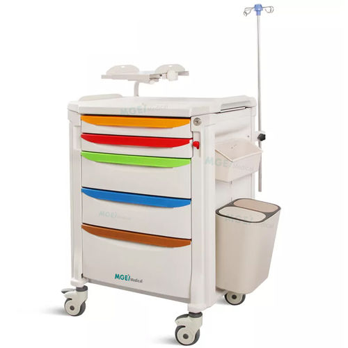 Emergency trolley - MGE-ET750 - Medige International Industries - stainless steel / aluminum / with drawer