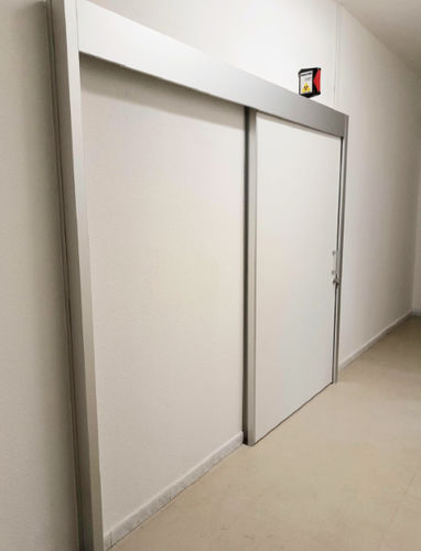 Radiation protection door - MeSpo - hospital / sliding / stainless steel