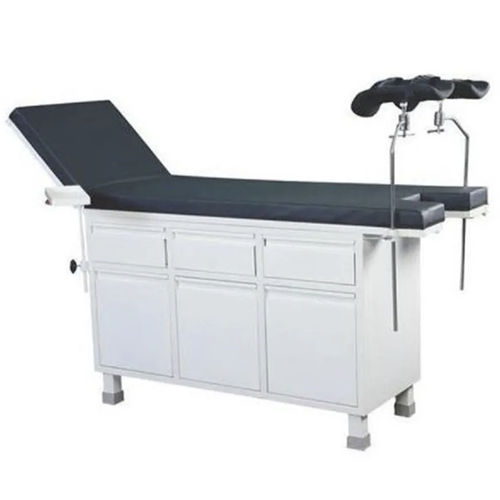 Gynecology examination table - MV-META - Mediveron - manual / with storage unit / 2-section