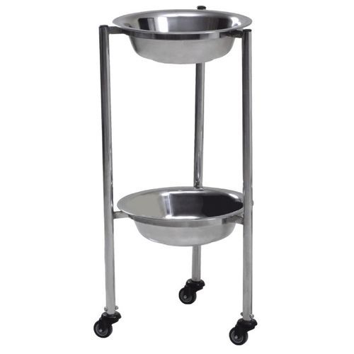 Double bin surgical basin stand - AVI-126 - Avishkhar International - trolley-mounted / stainless steel